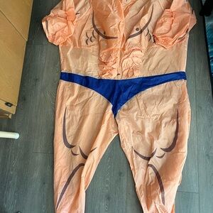 Adult Muscle or wrestler Costume One Piece - Orange and Blue